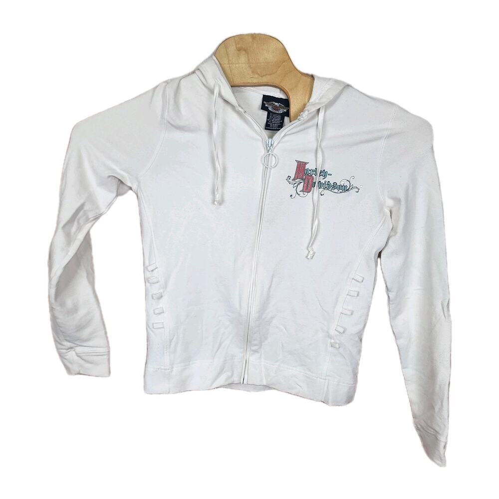 Harley Davidson Women's Rhinestone Logo Graphic Full Zip Hoodie Small S